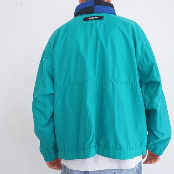 Vintage '80S Eagles Ridge Sport Green Blue Nylon Nautical Zip Up Jacket XL - Picture 2 of 8